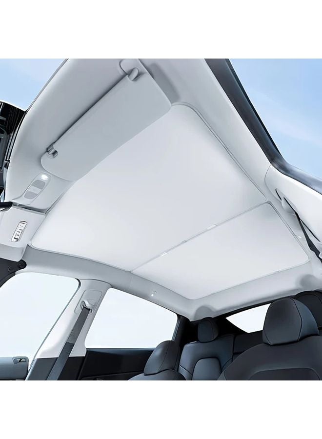 Black Collapsible Sunshade For Tesla Model Y 2020 2024 With UV Protection Storage Bag - Image 1